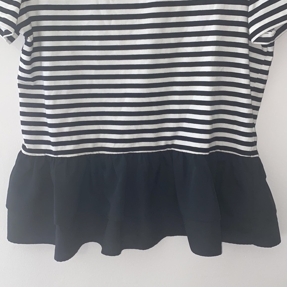 Kate Spade Striped Ruffle Cotton Blend Top - Picture 2 of 5
